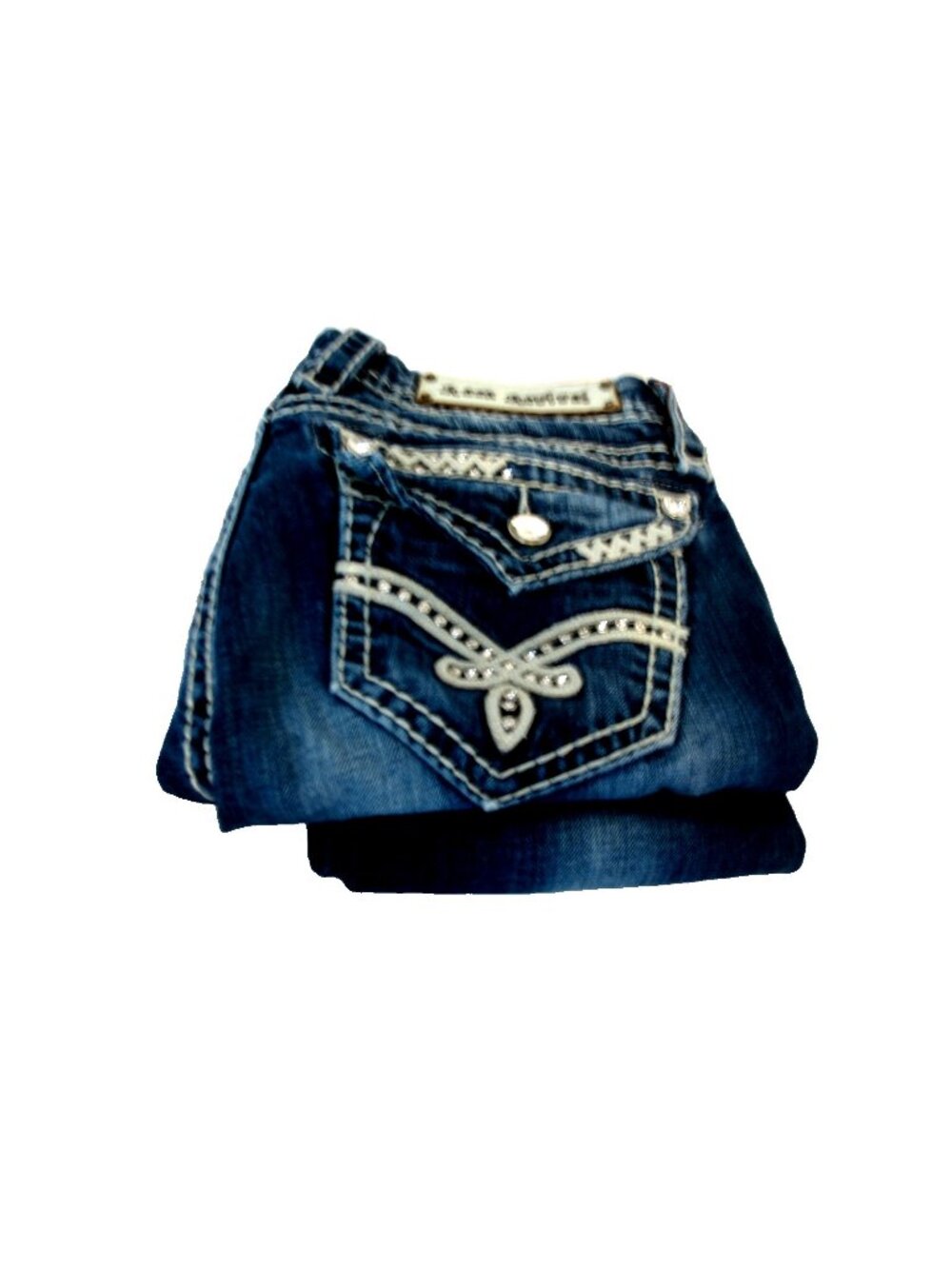 Rock Revival Jeans Women's 28 Blue Denim Elaina Skinny Embroidered, Dark Wash.